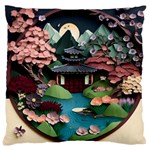 Japanese Garden Flowers Landscape Large Cushion Case (One Side) Front