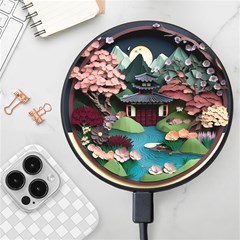 Japanese Garden Flowers Landscape Wireless Fast Charger(black)