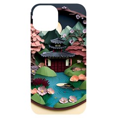 Japanese Garden Flowers Landscape iPhone 14 Black UV Print Case