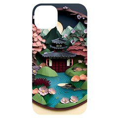 Japanese Garden Flowers Landscape Iphone 14 Plus Black Uv Print Case by Jancukart