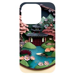 Japanese Garden Flowers Landscape iPhone 14 Pro Black UV Print Case