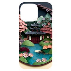 Japanese Garden Flowers Landscape Iphone 14 Pro Max Black Uv Print Case by Jancukart