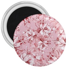 Flower Flowers Floral Flora Naturee Pink Pattern 3  Magnets