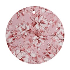 Flower Flowers Floral Flora Naturee Pink Pattern Ornament (Round)