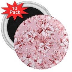 Flower Flowers Floral Flora Naturee Pink Pattern 3  Magnets (10 pack) 