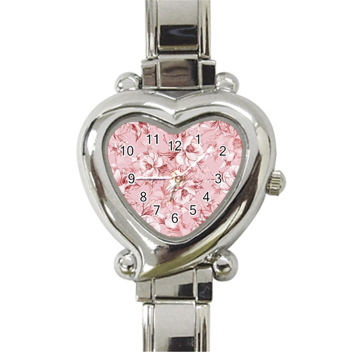 Flower Flowers Floral Flora Naturee Pink Pattern Heart Italian Charm Watch