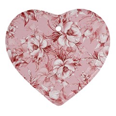 Flower Flowers Floral Flora Naturee Pink Pattern Heart Ornament (Two Sides)