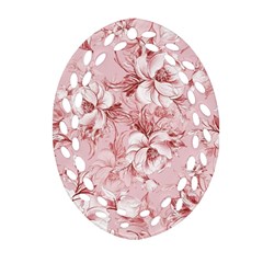 Flower Flowers Floral Flora Naturee Pink Pattern Oval Filigree Ornament (Two Sides)