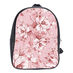 Flower Flowers Floral Flora Naturee Pink Pattern School Bag (XL)