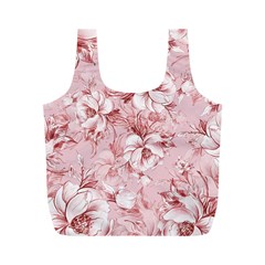 Flower Flowers Floral Flora Naturee Pink Pattern Full Print Recycle Bag (M)