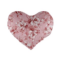 Flower Flowers Floral Flora Naturee Pink Pattern Standard 16  Premium Flano Heart Shape Cushions