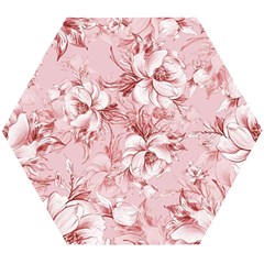 Flower Flowers Floral Flora Naturee Pink Pattern Wooden Puzzle Hexagon