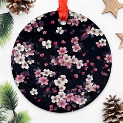 Sakura Flower Flowers Floral Flora Nature Ornament (round)