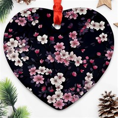 Sakura Flower Flowers Floral Flora Nature Ornament (heart)