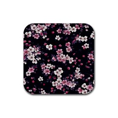 Sakura Flower Flowers Floral Flora Nature Rubber Coaster (square) by Jancukart