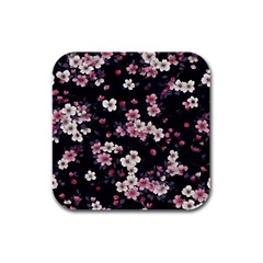 Sakura Flower Flowers Floral Flora Nature Rubber Square Coaster (4 Pack) by Jancukart