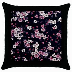 Sakura Flower Flowers Floral Flora Nature Throw Pillow Case (black)