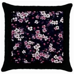 Sakura Flower Flowers Floral Flora Nature Throw Pillow Case (Black) Front