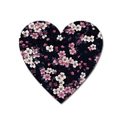 Sakura Flower Flowers Floral Flora Nature Heart Magnet