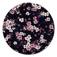 Sakura Flower Flowers Floral Flora Nature Magnet 5  (round)