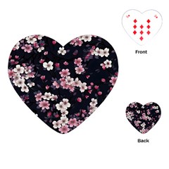 Sakura Flower Flowers Floral Flora Nature Playing Cards Single Design (heart)