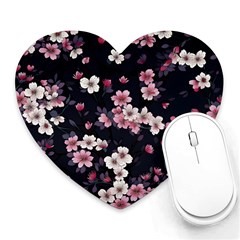 Sakura Flower Flowers Floral Flora Nature Heart Mousepad