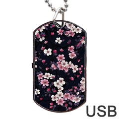 Sakura Flower Flowers Floral Flora Nature Dog Tag Usb Flash (two Sides)