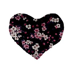 Sakura Flower Flowers Floral Flora Nature Standard 16  Premium Heart Shape Cushions