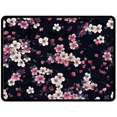 Sakura Flower Flowers Floral Flora Nature Two Sides Fleece Blanket (large) by Jancukart