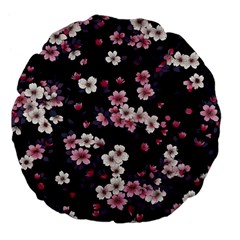 Sakura Flower Flowers Floral Flora Nature Large 18  Premium Flano Round Cushions by Jancukart