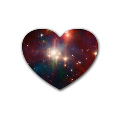 Astrology Astronomical Cluster Galaxy Nebula Rubber Heart Coaster (4 Pack) by danenraven