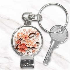 Sakura Flowers Flower Pink Blossom Spring Nail Clippers Key Chain by danenraven