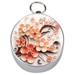 Sakura Flowers Flower Pink Blossom Spring Silver Compasses by danenraven