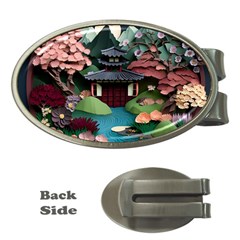 Japanese Garden Flowers Landscape Money Clips (oval)  by danenraven