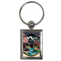 Japanese Garden Flowers Landscape Key Chain (rectangle)