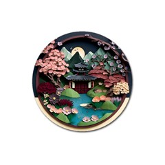 Japanese Garden Flowers Landscape Magnet 3  (round) by danenraven