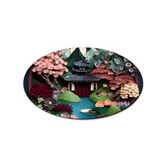 Japanese Garden Flowers Landscape Sticker Oval (10 Pack) by danenraven