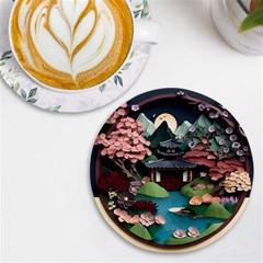 Japanese Garden Flowers Landscape Uv Print Round Tile Coaster by danenraven