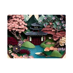 Japanese Garden Flowers Landscape Premium Plush Fleece Blanket (mini) by danenraven