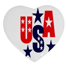 Usa Stars Fourth Of July Symbol America Usa Stars Ornament (heart) by Wegoenart