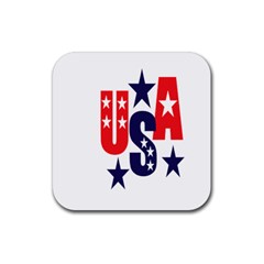 Usa Stars Fourth Of July Symbol America Usa Stars Rubber Coaster (square) by Wegoenart