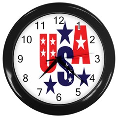 Usa Stars Fourth Of July Symbol America Usa Stars Wall Clock (black) by Wegoenart