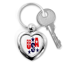 Usa Stars Fourth Of July Symbol America Usa Stars Key Chain (heart) by Wegoenart