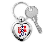 Usa Stars Fourth Of July Symbol America Usa Stars Key Chain (Heart) Front