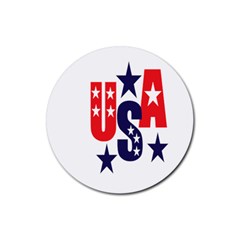 Usa Stars Fourth Of July Symbol America Usa Stars Rubber Round Coaster (4 Pack) by Wegoenart