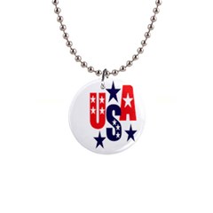 Usa Stars Fourth Of July Symbol America Usa Stars 1  Button Necklace by Wegoenart