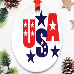 Usa Stars Fourth Of July Symbol America Usa Stars Oval Ornament (two Sides)