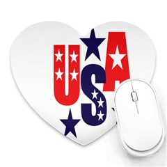 Usa Stars Fourth Of July Symbol America Usa Stars Heart Mousepad by Wegoenart