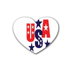 Usa Stars Fourth Of July Symbol America Usa Stars Rubber Coaster (heart) by Wegoenart