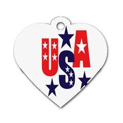 Usa Stars Fourth Of July Symbol America Usa Stars Dog Tag Heart (two Sides) by Wegoenart